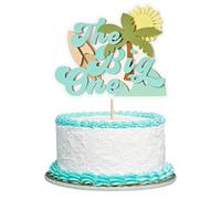 Ercadio 1 PCS Summer Beach Cupcake Toppers The Big One Coconut Palm Sun Surfboard Ocean Wave Cake Picks Baby Shower Hawaii Beach Pool Theme Birthday Party Cake Decorations Supplies
