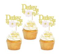 Ercadio 24 Pack Daisy is One Cupcake Toppers Daisy is One Cupcake Picks Daisy Flower 1st Cupcake Toppers for Chrysanthemum Theme First Birthday Baby Shower Party Cake Decor Supplies