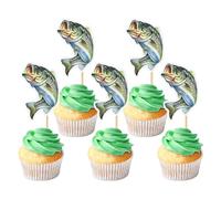 Ercadio 24 Pack Fish Cupcake Toppers Picks Ocean Animal Cupcake Picks Fish Birthday Cupcake Decorations for Baby Shower Birthday Animal Theme Party Cake Decor Supplies