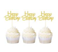 Ercadio 24 Pack Glitter Happy Birthday Cupcake Toppers Pink Girl First Birthday Cupcake Picks Party Decoration Supplies cupcake toppers S