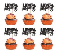 Ercadio 24 Pack Halloween Cupcake Toppers Glitter Black Spooky Four Ghost Spider Cupcake Toppers Picks for Happy Halloween Day Theme Birthday Party Cake Decoration Supplies