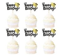Ercadio 24 Pack Happy Bee Day Cupcake Toppers Honeycomb Bee Cupcake Picks bees Cake Toppers for Bee Theme Birthday Baby Shower Party Kids Cake Decoration Bee Happy