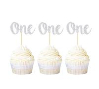 Ercadio 24 Pack One Cupcake Toppers Gold Glitter Cupcake Toppers for Kids First Birthday Party Decoration cupcake toppers