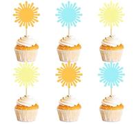 Ercadio 24 Pack Sun Cupcake Toppers Colorful Combinations Sunshine Cake Picks Gold Sunshine for Baby Shower Kids Birthday Party Cake Decoration Supplies