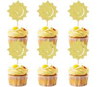 Ercadio 24 Pack Sun Cupcake Toppers Sunshine Cake Picks Gold Sunshine for Baby Shower Kids Birthday Party Cake Decoration Supplies