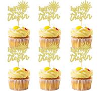 Ercadio 24 Pack Sun Cupcake Toppers Sunshine Cake Picks Gold Sunshine Half Way Gound the Sun for Baby Shower Kids Birthday Party Cake Decoration Supplies