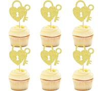 Ercadio 24 Pack Welcome Home Cupcake Toppers Glitter Sweet Home Cupcake Picks Key Lock Housewarming Cupcake Toppers New Home Theme Party Cake Decorations Supplies