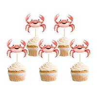 Ercadio 24 Pcs Crab Cupcake Toppers Red Crab Cupcake Food Picks Bridal Shower Bachelorette Sea Animal Theme Baby Shower Kids Birthday Party Cake Decorations Supplies