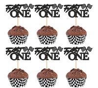 Ercadio 24 Pcs Race Car Cupcake Toppers Flash One Perfect for Race Car Party Birthday Cake Toppers Baby Shower Kids Birthday Party Decoration Supplies
