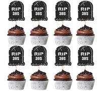 Ercadio 24Pcs Halloween Cupcake Toppers Terror Grave 30th Cupcake Toppers Picks for Happy Halloween Day Theme Birthday Party Cake Decoration Supplies