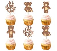 Ercadio 30 Pack Bear Cupcake Toppers We Can Bearly Wait Cupcake Picks Baby Shower Jungle Animal Theme Birthday Party Cake Decoration Supplies