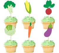 Ercadio 30 Pcs Locally Grown Cupcake Toppers Baby Shower Decorations Farmers Market Party Decor Cake Toppers Picks Fruit Vegetable Garden Farm Themed Birthday Party Supplies