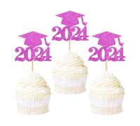Ercadio 36 Pack 2021 Graduation Cap Cupcake Toppers Glitter Glitter Class of 2021 Grad Cap Cake Picks 2021 Graduation Theme Party Cake Decorations Purple