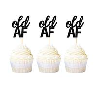 Ercadio 36 Pack Black Old AF Cupcake Toppers Glitter Old Birthday Cupcake Picks 40th 50th 60th 70th 80th 90th Birthday Retirement Party Cake Decorations Supplies