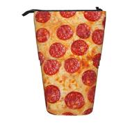 ERCgad 3D Pizza Pepperoni Print Stylish Telescopic Pencil Case Bag Versatile Office Travel Stationery Organizer