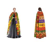 ERCgad African National Patterns Print Adults Hooded Cloak Carnival Cosplay Medieval Costume Festivals Outdoor Travel