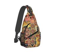 ERCgad African Textile Patchwork Print Cross Chest Bag Diagonally Unisex Sling Backpack High Capacity Travel Daily