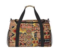 ERCgad African Textile Patchwork Print Hand Travel Bag For Women Men Lightweight Tote Weekend Getaway Business Shoulder