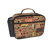ERCgad African Textile Patchwork Print Stylish Lunch Box Portable Bag Tote for Work Office Outdoor Picnic Travel