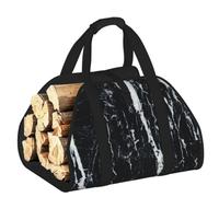 ERCgad Black and White Marble Print Firewood Bag Storage Sack for Camping Picnic Home Travel Outdoor Versatile