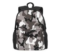 ERCgad Black Grey White Camo Print Adult Backpack Water-Resistant For Hiking Office Camping Commuting Work Picnic