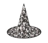 ERCgad Black Grey White Camo Print Carnival Halloween Hat Witch Cap Cosplay | Foldable Accessory Versatile Costume Prop Photo Themed Parties Adults