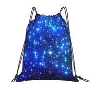 ERCgad Blue Shining Stars Print Women Men Lightweight Foldable Drawstring Backpack Reusable Portable Bag Travel