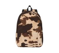 ERCgad Brown Cowhide Art Print Lightweight Unisex Backpack Double Shoulder Bag Travel Outdoor Use Shopping Daily