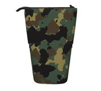 ERCgad Camouflage Pattern Print Esthetic Supply Vertical Retractable Pencil Case Stand Up Telescopic Pouch