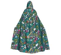 ERCgad Cartoon Science Theme Print Adults Hooded Cloak Carnival Themed Costume For Masquerade Cosplay Lightweight Robe