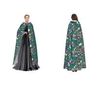 ERCgad Cartoon Science Theme Print Carnival Hooded Cloak 185cm Halloween | Robe Cosplay Capes Costume Adult Christmas Parties Stage Performances