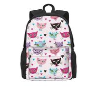 ERCgad Carttoon Cat Print Adult Backpack Water-Resistant For Hiking Office Camping Commuting Work Picnic
