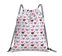 ERCgad Carttoon Cat Print Women Men Lightweight Foldable Drawstring Backpack Reusable Portable Bag Travel