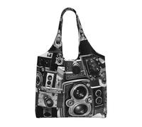 ERCgad Cool Camera Collection Print Extra-Large Canvas Tote Bag Shoulder Shopping Beach Travel Commuting Yoga Work