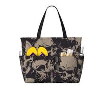 ERCgad Cool Skull Graphics Print Women Men Large Capacity Beach Travel Bag For Picnic Camping Lightweight Tote
