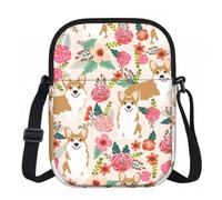 ERCgad Corgi Floral Flowers Spring Garden Print Women Crossbody Shoulder Bag Travel Purse Work Office Party Daily Commutes