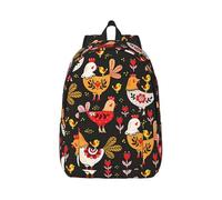ERCgad Cute Rooster Chickens Print Lightweight Unisex Backpack Double Shoulder Bag Travel Outdoor Use Shopping Daily