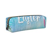 ERCgad Easter Egg Bunny Grass Wooden Print Adult Pencil Case Office Travel Stationery Organizer Pouch Stylish Versatile