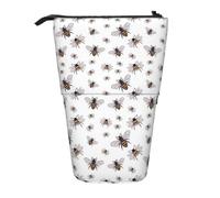 ERCgad Funny Bees Print Stylish Telescopic Pencil Case Bag Versatile Office Travel Stationery Organizer
