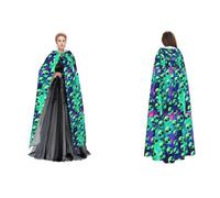 ERCgad Green Aliens Print Adults Hooded Cloak Carnival Cosplay Medieval Costume Festivals Outdoor Travel