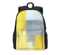 ERCgad Grey And Yellow Abstract Art Painting Print Adult Backpack Water-Resistant For Hiking Office Camping Commuting Work Picnic