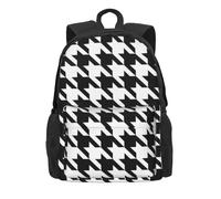ERCgad Houndstooth Black Print Adult Backpack Water-Resistant For Hiking Office Camping Commuting Work Picnic