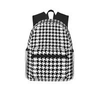 ERCgad Houndstooth Black Print Unisex Lightweight Water-Resistant Casual Backpack Outdoor Travel Hiking Daily Use