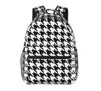 ERCgad Houndstooth Black Print Versatile Leisure Backpack Lightweight Outdoor Travel Everyday Use Accessory