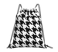 ERCgad Houndstooth Black Print Women Men Lightweight Foldable Drawstring Backpack Reusable Portable Bag Travel
