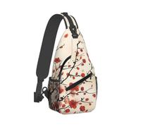 ERCgad Japanese Spring Plum Floral Print Cross Chest Bag Diagonally Unisex Sling Backpack High Capacity Travel Daily