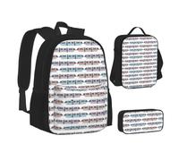 ERCgad Monorail Train Print Canvas 3-In-1 School Bags Set Backpack Lunch Bag Pencil Case Combo For Men Women
