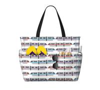 ERCgad Monorail Train Print Women Men Large Capacity Beach Travel Bag For Picnic Camping Lightweight Tote