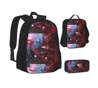ERCgad Night Sky Print Canvas 3-In-1 School Bags Set Backpack Lunch Bag Pencil Case Combo For Men Women