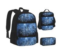 ERCgad Night Sky Print Canvas 3-In-1 School Bags Set Backpack Lunch Bag Pencil Case Combo For Men Women